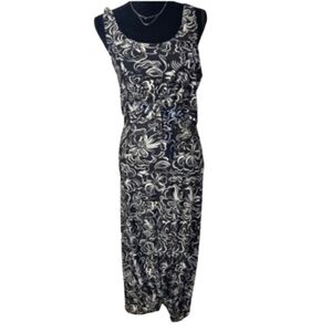 Emily Daniels womens medium floral Black and White Sleeveless Dress